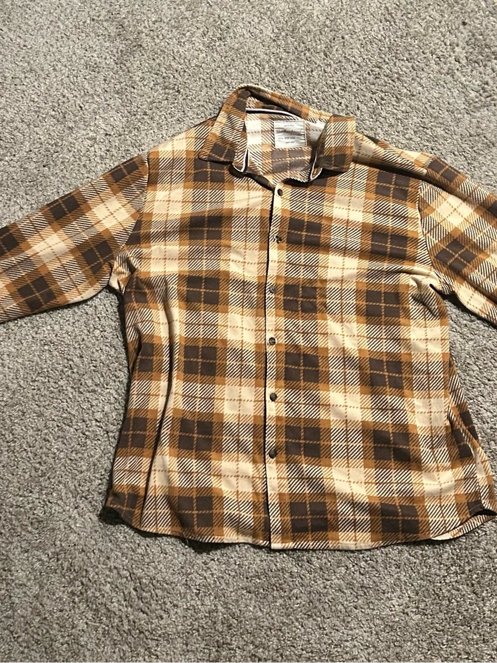 Weatherproof Plaid Shirt in Brown and Cream